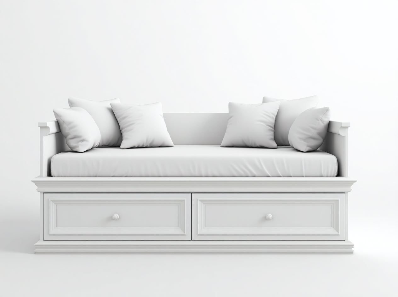 Divano letto-Legno-MDF-203x92x84 cm-Bianco-Neoclassico minimalista