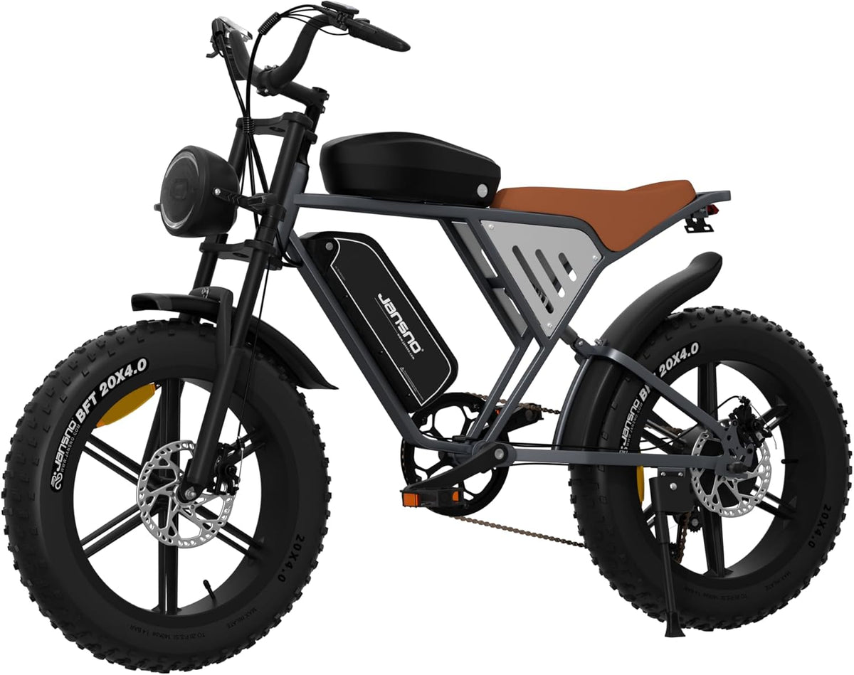 JANSNO bici elettrica Fat Tire per adulti - ruote 20 x 4 pollici e 7 velocità - batteria rimovibile 48 V 14 Ah o 20 Ah - freni a disco e sospensione posteriore