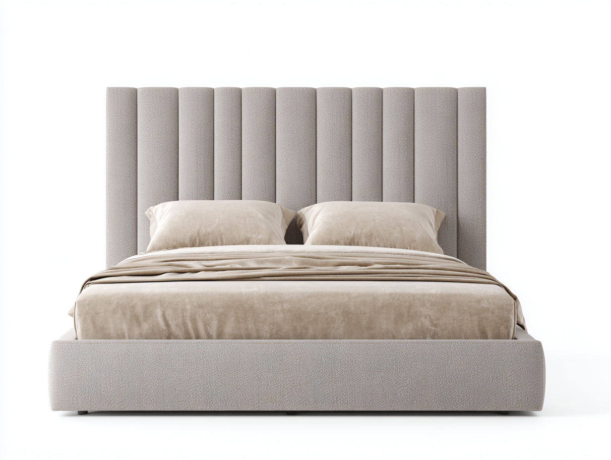 Letto matrimoniale-Tessuto-222x198x138 cm-Crema chiaro-Lusso contemporaneo