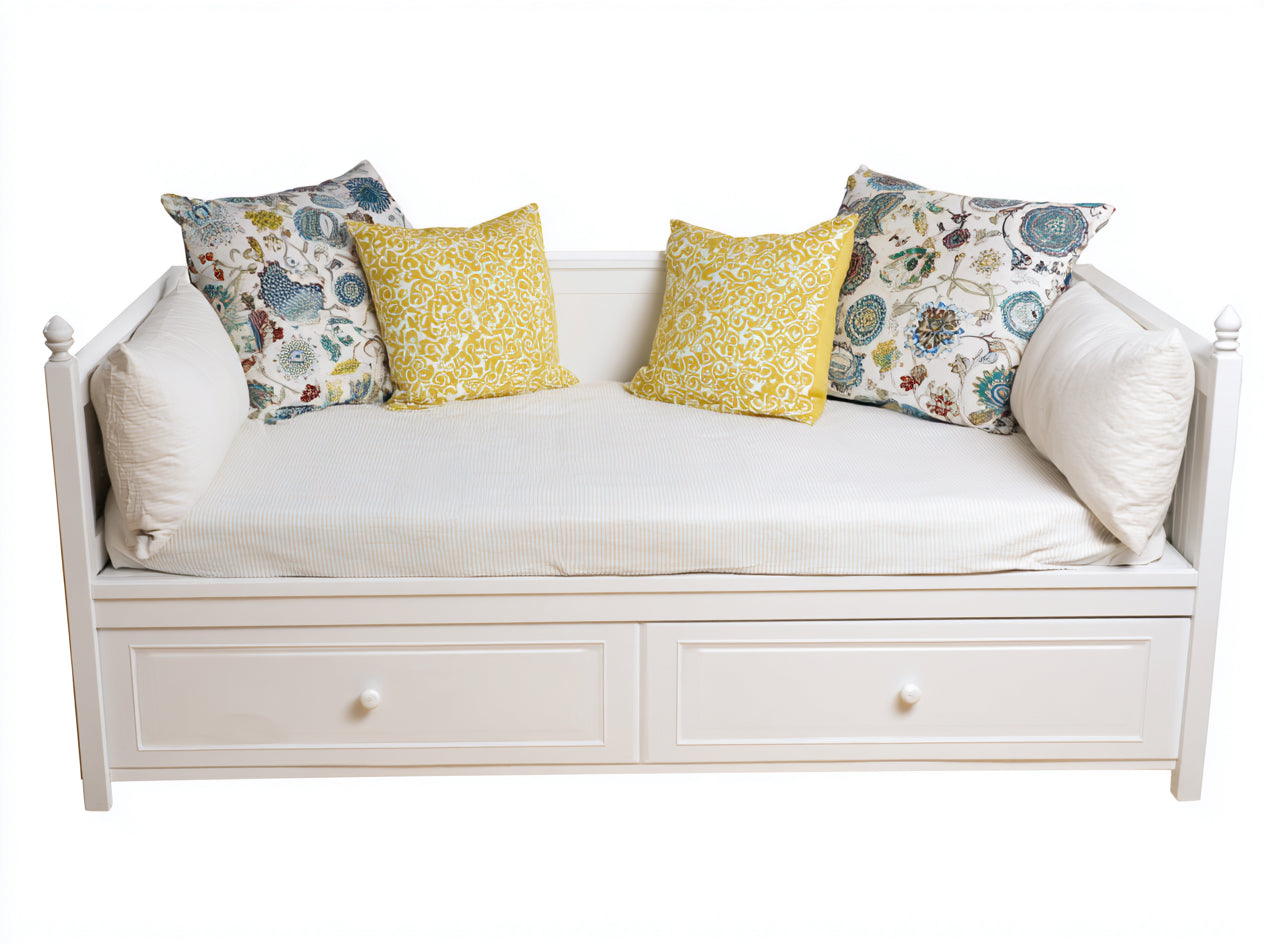 Divano letto-Legno-MDF-216x96x84 cm-Bianco-Classico