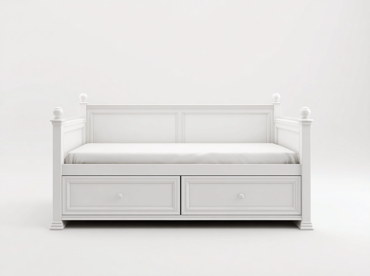 Divano letto-Legno-MDF-213x96x93 cm-Bianco-Neoclassico elegante