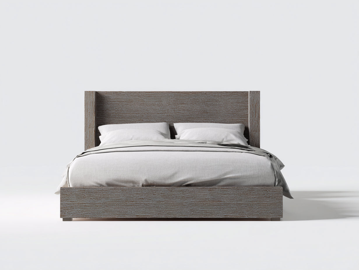Letto matrimoniale-Legno-215x190x112 cm-Marrone grigio-Moderno