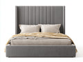 Letto matrimoniale-Tessuto-225x200x144 cm-Grigio tortora-Contemporaneo elegante