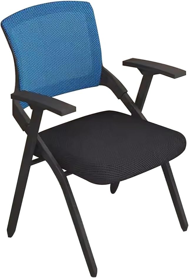 Sedia da ufficio pieghevole blu con schienale - seduta portatile da conferenza e formazione - design compatto a tinta unita - per riunioni personale e studenti