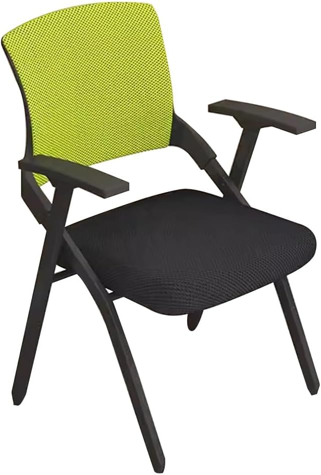 Sedia da conferenza pieghevole verde con schienale - seduta portatile per formazione e riunioni - struttura compatta da ufficio - per studenti corsi e sale conferenze