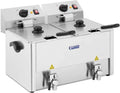 Royal Catering RCEF 13D-EGO - Friggitrice Elettrica Doppia Professionale - Due Vasche da 13 Litri con Termostato EGO - Rubinetto di Scarico e Acciaio Inox