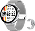 KANBUN Smartwatch Uomo Donna 1.73 Pollici - Chiamata Bluetooth e Controllo Musicale - Quadrante Personalizzato Sport - Cinturino Rete Acciaio Argento