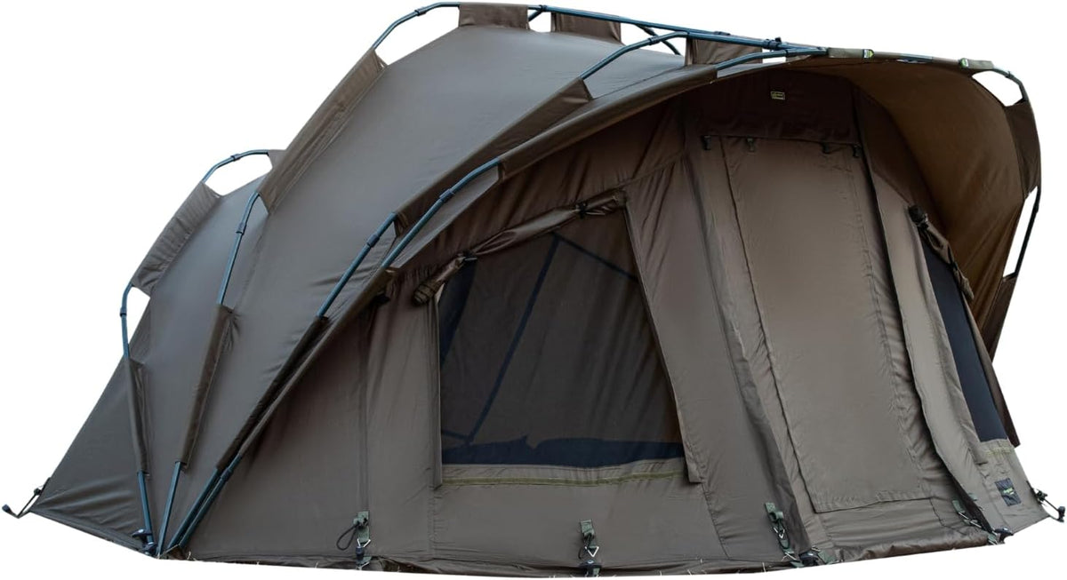 MK-Angelsport Fort Knox tenda da pesca per 2 persone - pavimento largo 302 cm - rivestimento in poliuretano impermeabile - set completo con accessori per pesca