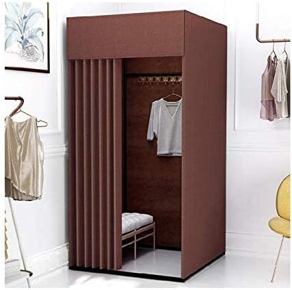 Spogliatoio portatile marrone 80 x 80 x 200 cm - struttura in metallo con mensola - cabina privacy facile da montare - per cambio abiti e uso temporaneo
