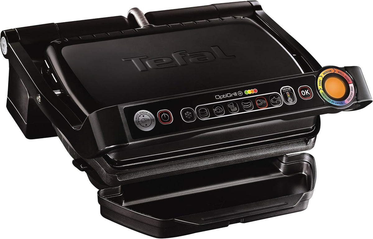 Tefal OptiGrill Plus GC7148 - Grill Elettrico Nero - Indicatori Luminosi Integrati - Griglia da Cucina 36,5 x 36,5 x 17,5 cm