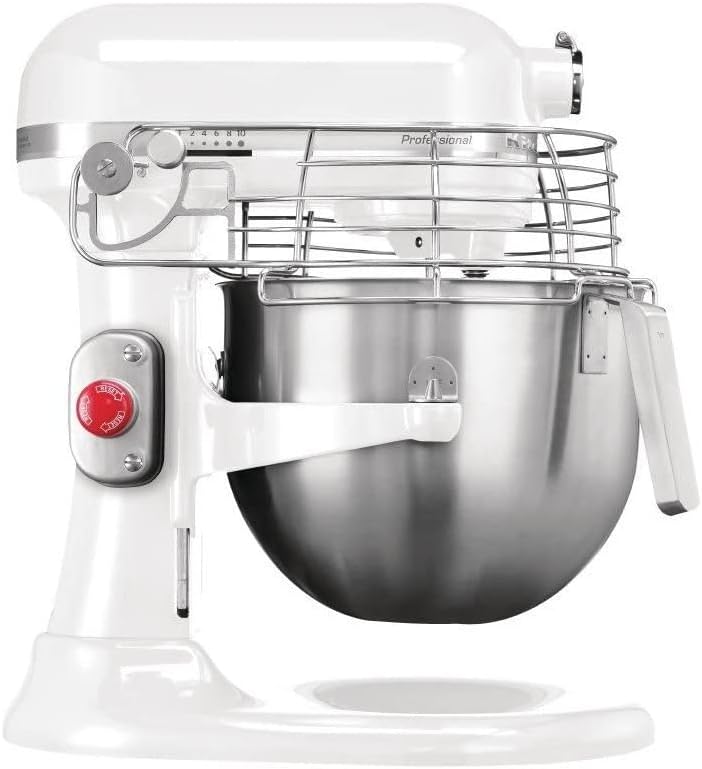 KitchenAid 5KSM7990XBWH - Impastatrice planetaria professionale 500 W - Ciotola 6.9 L in acciaio inox - Design bianco per preparazioni capienti