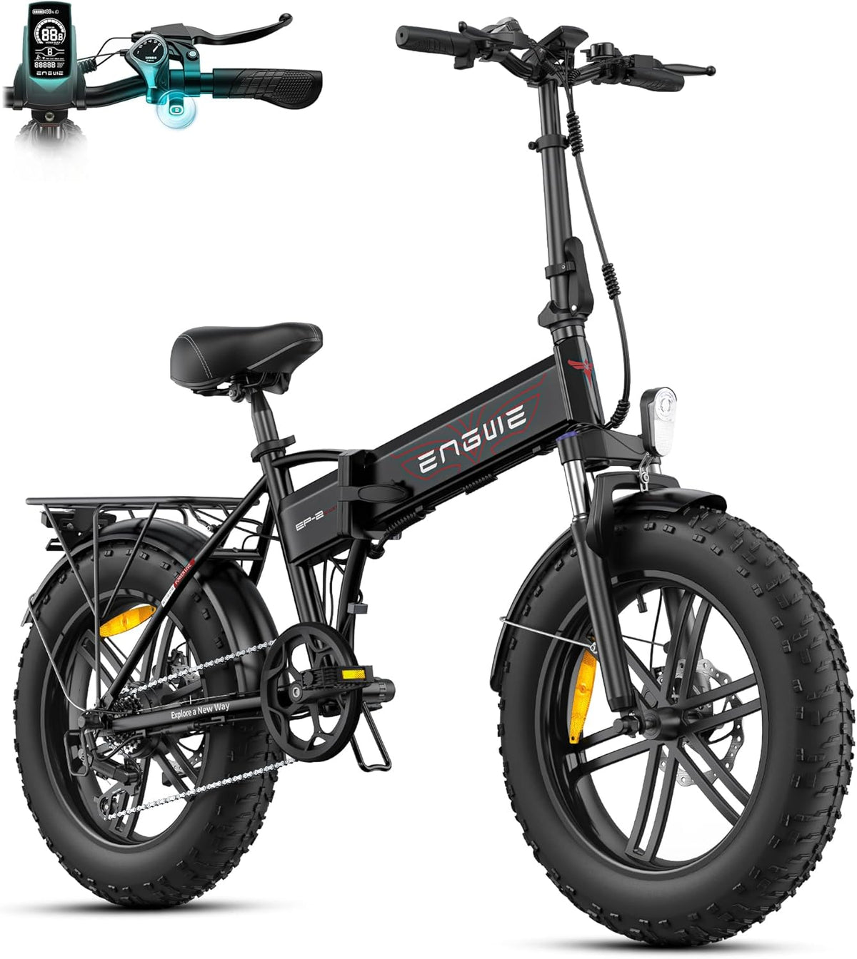ENGWE EP-2 BOOST bici elettrica pieghevole - Fat Tire 20 x 4 pollici e 7 velocità - motore 250 W e batteria rimovibile 48 V 13 Ah - sensore di coppia