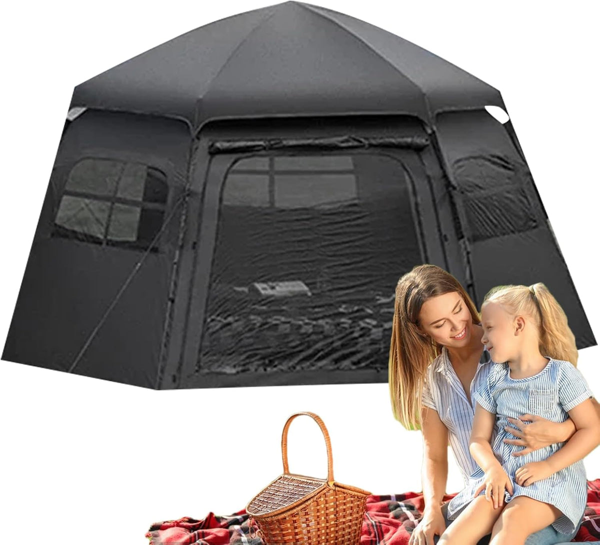 Riparo antipioggia da campeggio nero 130 x 25 x 25 cm - struttura singola per 1 persona - soluzione portatile da esterno - per parchi picnic escursioni e festival