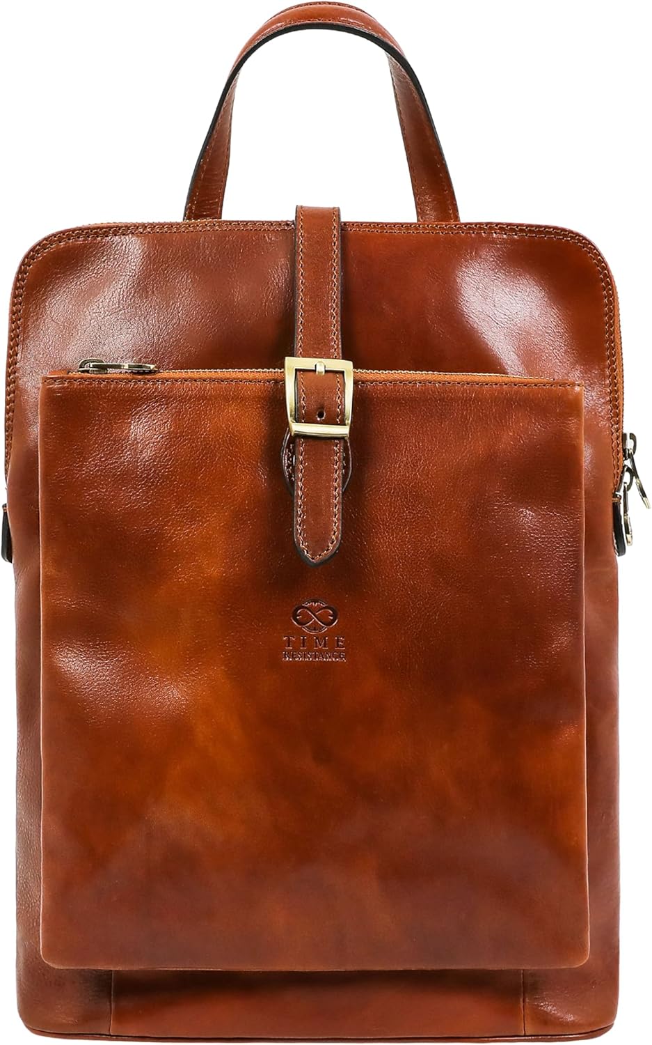 Time Resistance - Zaino borsa donna in vera pelle trasformabile - Da spalla o zainetto - Fibbia e cerniere per uso quotidiano