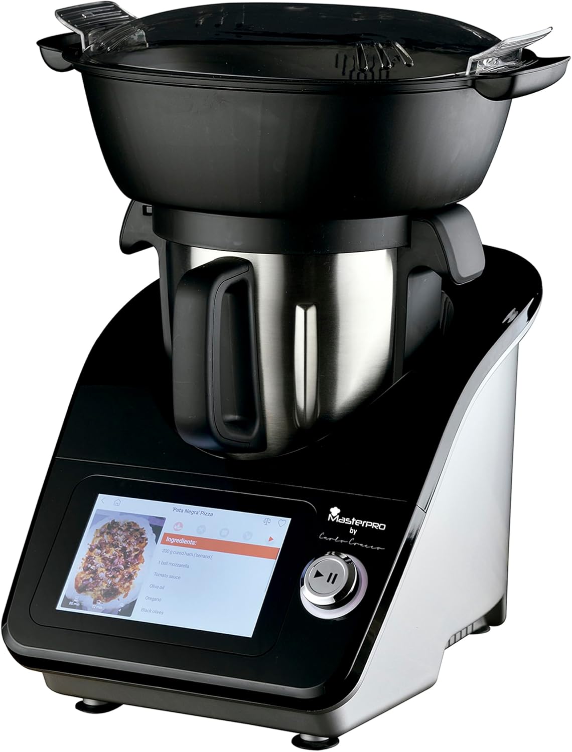 Masterpro by Carlo Cracco Robot 1000 - Multicooker Wi Fi 1000 W - Boccale 4.5 L con ricette integrate - Robot da cucina con velocità regolabile