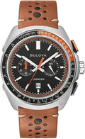 Bulova 98B427 Crono Racer - Orologio Uomo Cronografo - Cassa in Acciaio Quadrante Nero - Cinturino in Pelle Marrone
