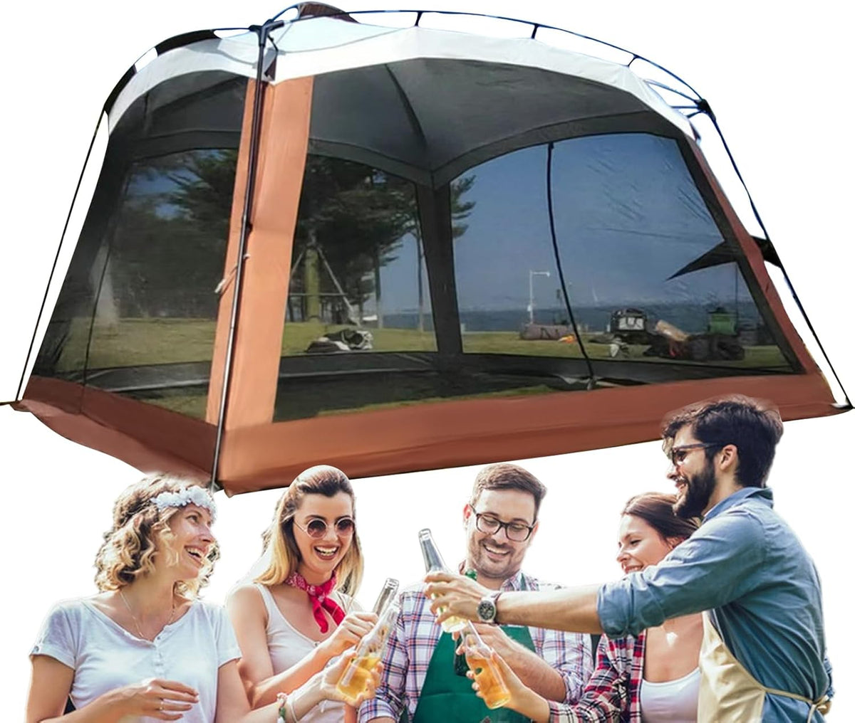 Riparo da campeggio color caffè con rete - ombrellone portatile resistente ai raggi UV - protezione outdoor - per famiglia giardino escursioni e viaggi