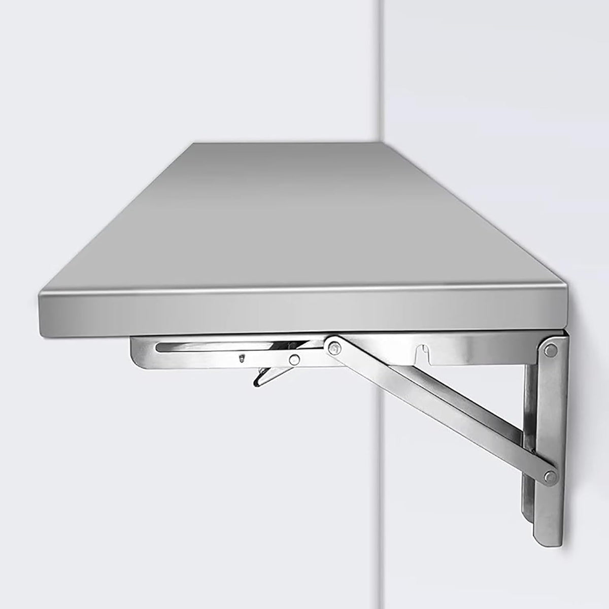 Tavolo pieghevole a parete in acciaio inossidabile 60 x 40 cm - piano con ribalta salvaspazio - design moderno montato a muro - per lavanderia e ufficio domestico