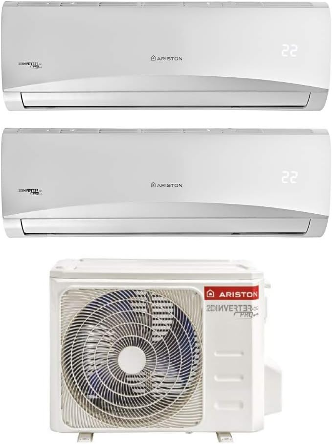 Ariston Prios 9 più 12 - Climatizzatore dual split fisso - Wi Fi Ready e refrigerante R32 - Classe A plus plus con raffreddamento e riscaldamento