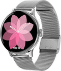 Smartwatch Donna 1.19 Pollici - Touch Screen Rotondo Bluetooth - Quadrante Personalizzato e Schermo Luminoso - Cinturino in Acciaio Modello F