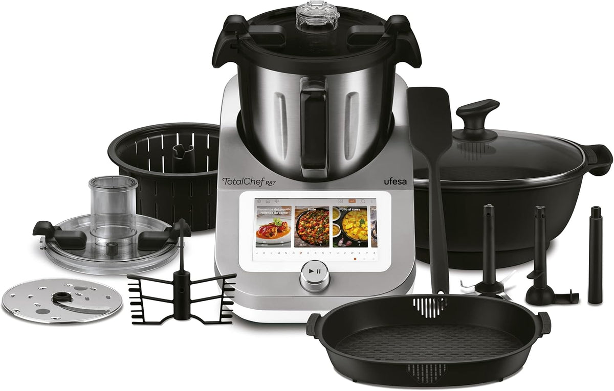 Ufesa TotalChef RK7 Robot da Cucina - Multifunzione 2000 W con 30 Funzioni - WiFi App e Touch Screen da 7 Pollici - Bilancia Integrata e Ricettario Interattivo