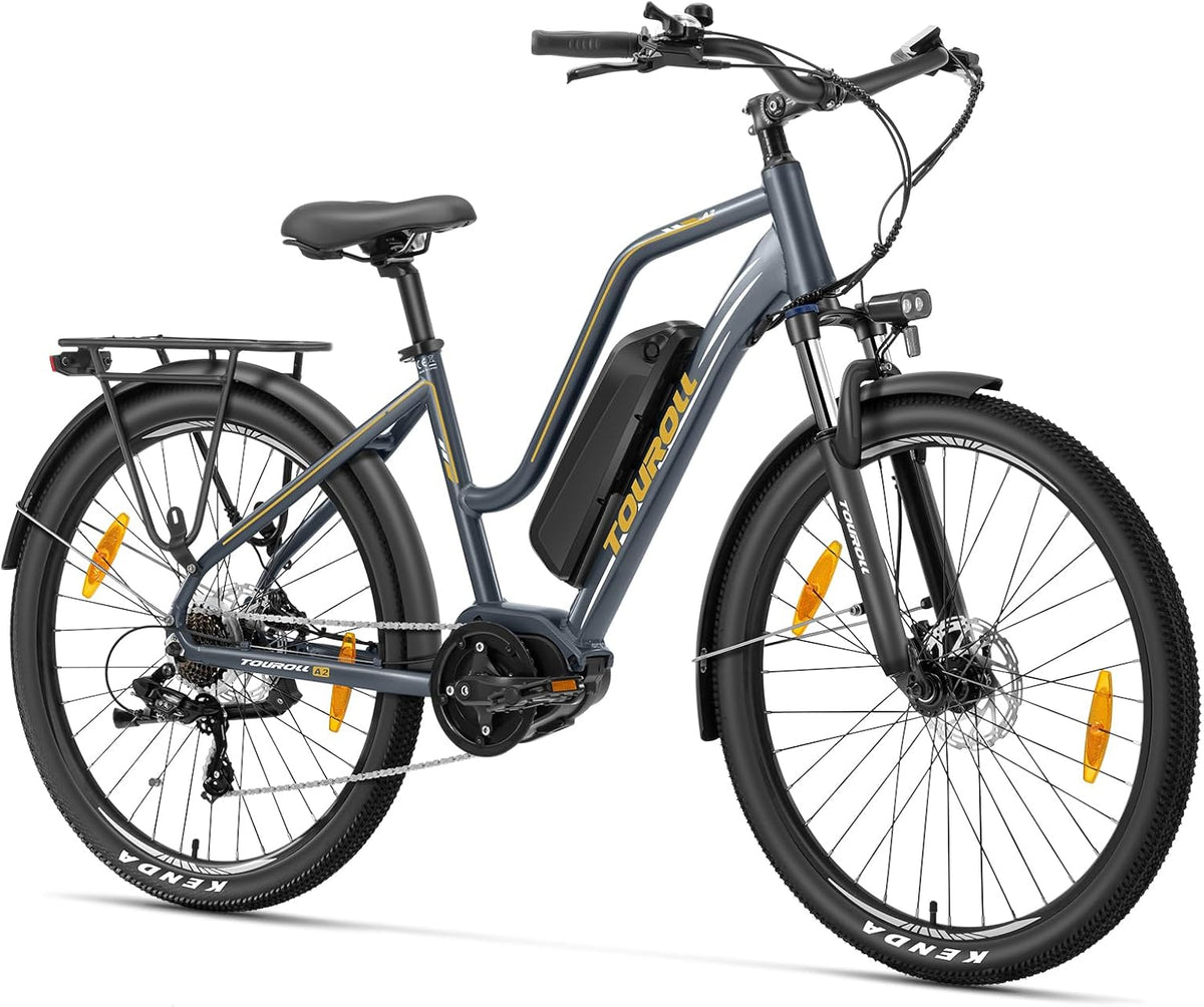 Touroll MA2 bici elettrica per adulti - motore centrale 250 W 70 Nm e batteria 36 V 468 Wh - ruote 27,5 pollici - autonomia 100 km e 7 velocità
