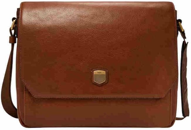 Fossil Hayes - Borsa a tracolla uomo marrone - Formato Small con chiusura a risvolto - Accessorio compatto per uso quotidiano