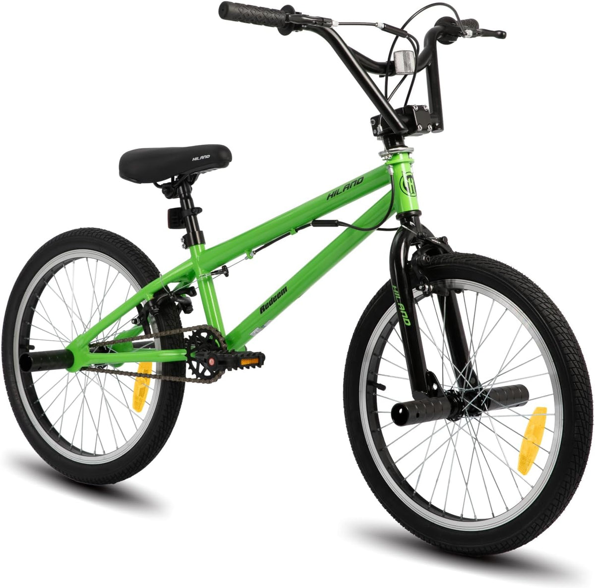 HILAND BMX Freestyle per ragazzi - ruote 20 pollici e telaio in acciaio al carbonio - rotore sterzo 360 gradi - 4 pegs e freni V Brake verde