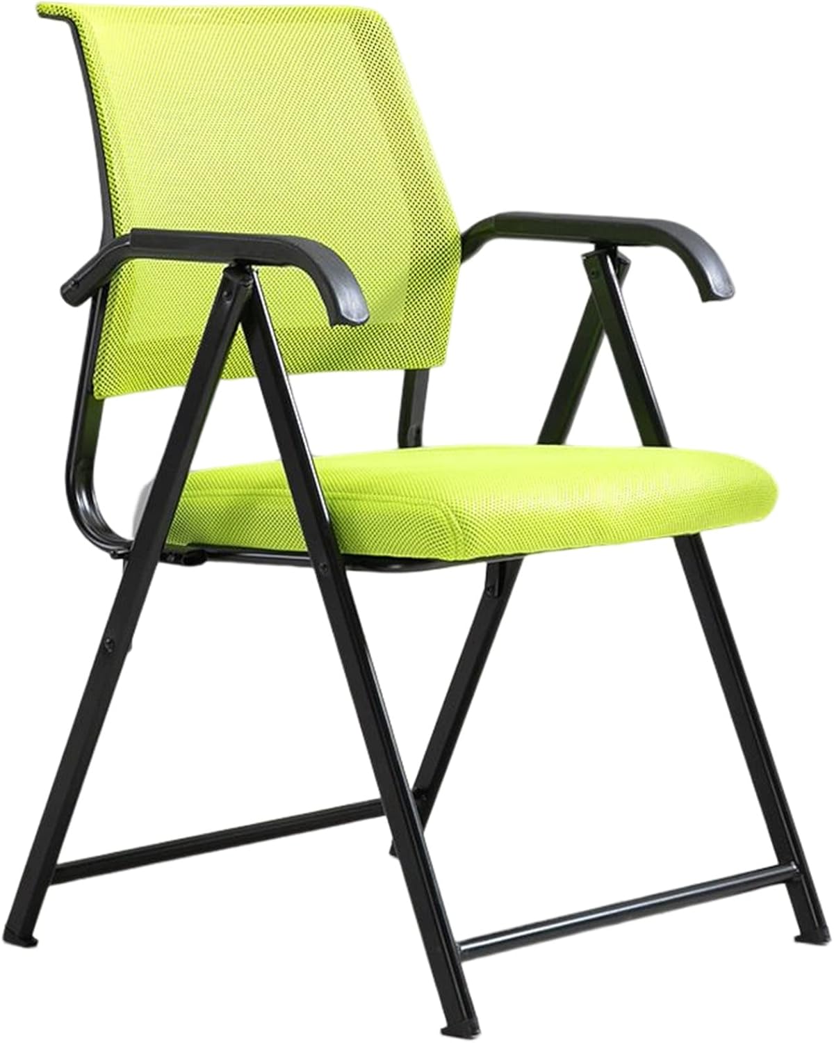 Sedia ergonomica da ufficio pieghevole verde - seduta e braccioli imbottiti - schienale in rete e design compatto - per ufficio riunioni e piccoli spazi