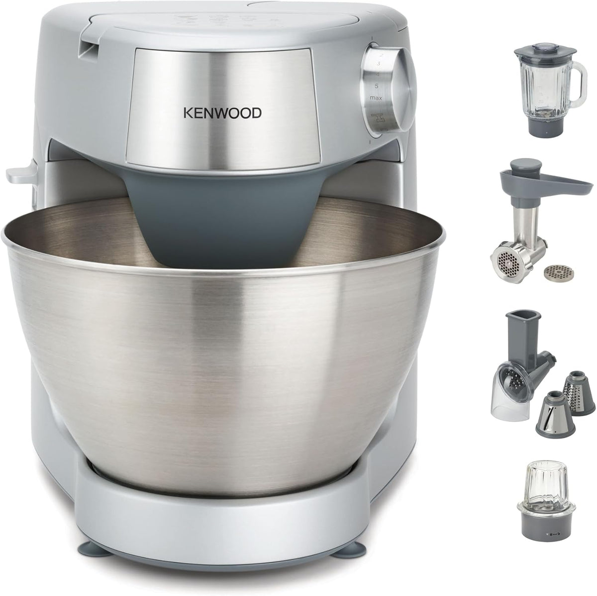 Kenwood Prospero Plus KHC29A.X0SI - Robot da Cucina 1000 W con Miscelazione Planetaria - Ciotola Inox 4,3 Litri e 12 Accessori - Frullatore Tritacarne e Spremiagrumi