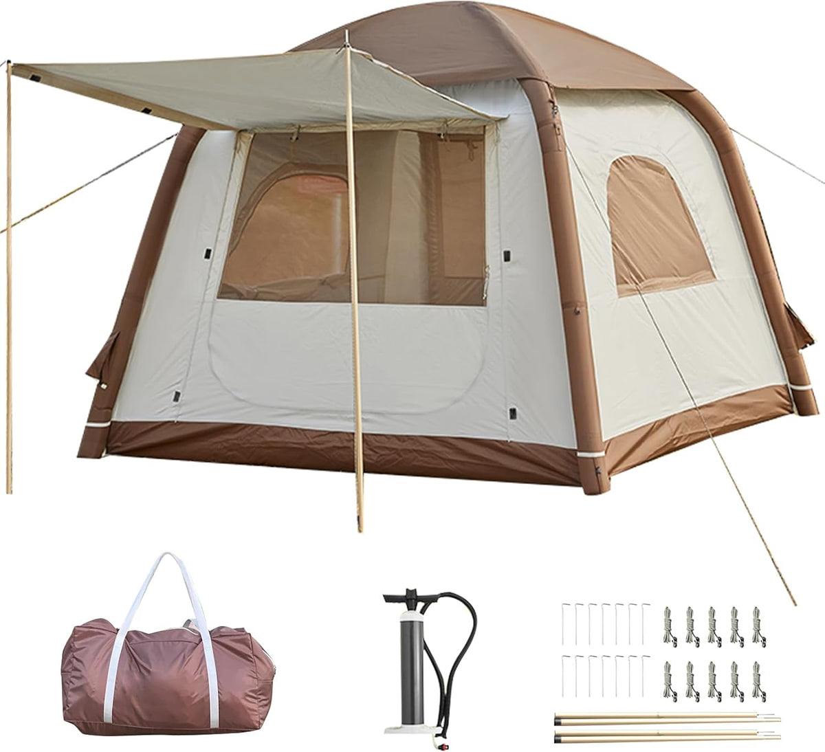 Tenda gonfiabile da campeggio 300 x 220 x 190 cm per 4 persone - struttura ad aria con parapioggia - rivestimento impermeabile per 4 stagioni - installazione facile