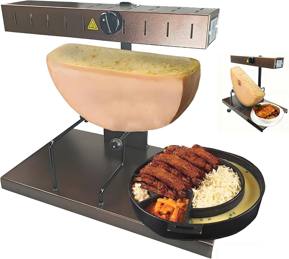 JIYINGHUI Scaldaformaggio Raclette 650 W - Macchina Commerciale per Mezza Forma - Altezza e Angolazione Regolabili - Per Ristoranti e Catering