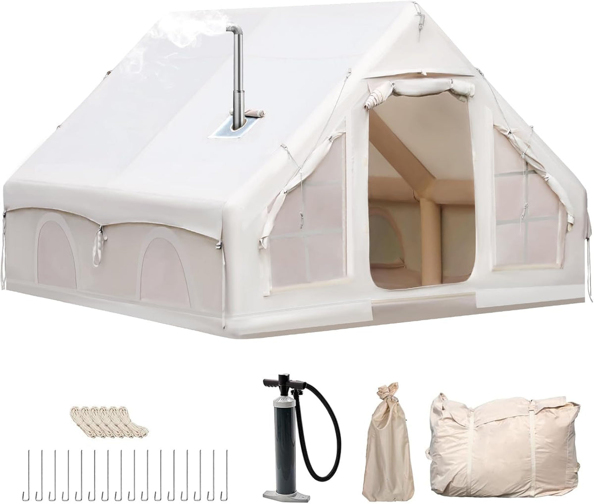 Tenda gonfiabile familiare per 4 persone - 400 x 200 x 200 cm con porta e finestra - impermeabile antivento 4 stagioni - per campeggio festival e glamping