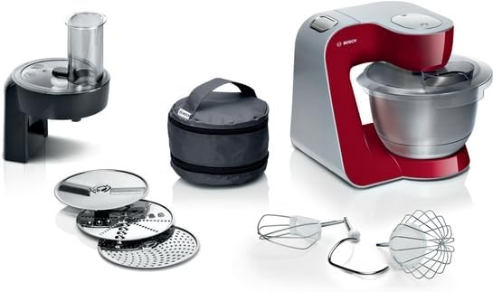Bosch Serie 4 MUM58710 - Impastatrice planetaria 1000 W - Ciotola inox 3.9 L con 7 velocità - Fruste gancio e dischi lavabili in lavastoviglie