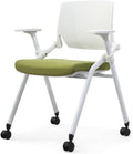 Sedia da ufficio pieghevole verde con ruote - seduta moderna portatile - design salvaspazio per scrivania - per conferenze formazione e home office