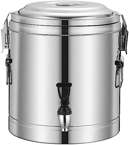 Generic Distributore Bevande in Acciaio Inox - Barile Termico da 40 Litri - Rubinetto per Acqua Calda - Per Feste Catering ed Eventi