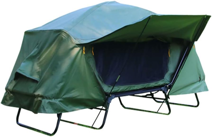 Set lettino da campeggio doppio - imbottitura in schiuma e finestra integrata - borsa portaoggetti inclusa - configurazione portatile per campeggio e riposo outdoor