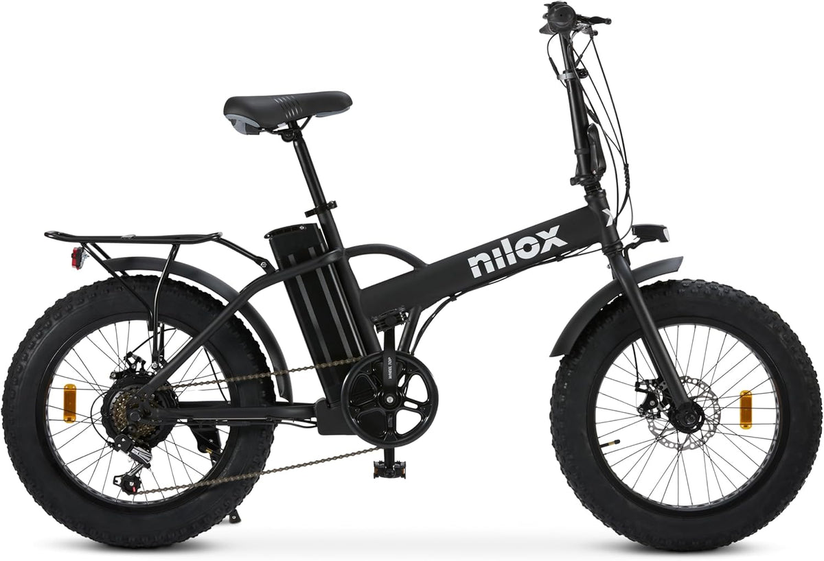 Bici elettrica Nilox X5 Pro FAT 20 x 4 nero opaco - motore 250 W e batteria removibile 36 V 10 Ah - autonomia fino a 60 km - cambio 6 velocità fino a 25 km h