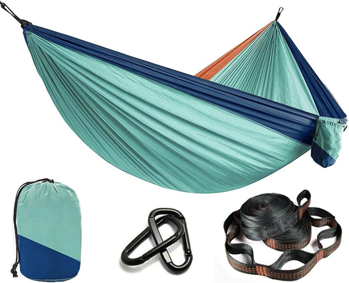 Amaca altalena da campeggio azzurra - nylon paracadute 210T leggero - cinghie regolabili e design portatile - per giardino campeggio e relax outdoor