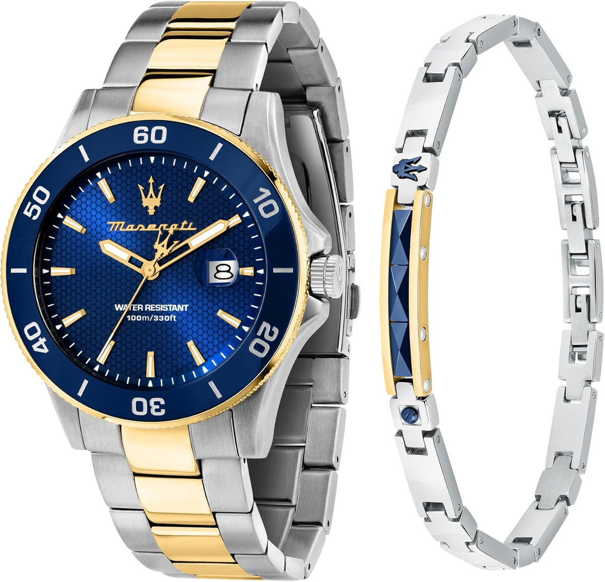 Maserati Competizione R8873600007 - Orologio uomo al quarzo analogico - Cassa 43 mm in acciaio con data - Cinturino blu in acciaio inossidabile