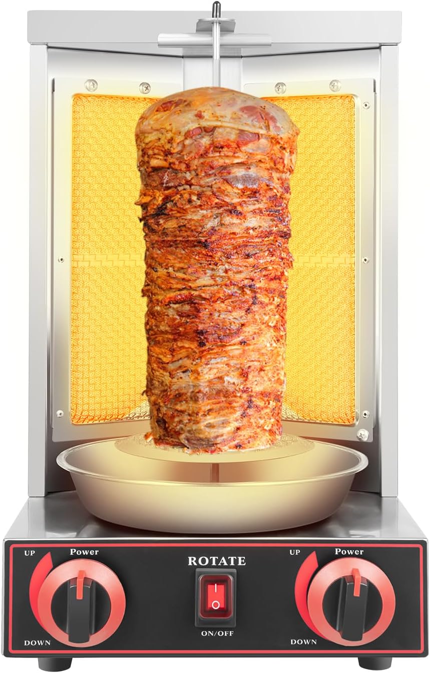 Grill verticale per Döner Kebab - Macchina 3000 W 220 V in acciaio inox - Girarrosto con termostato regolabile - Indicatore LED per gyros e shawarma