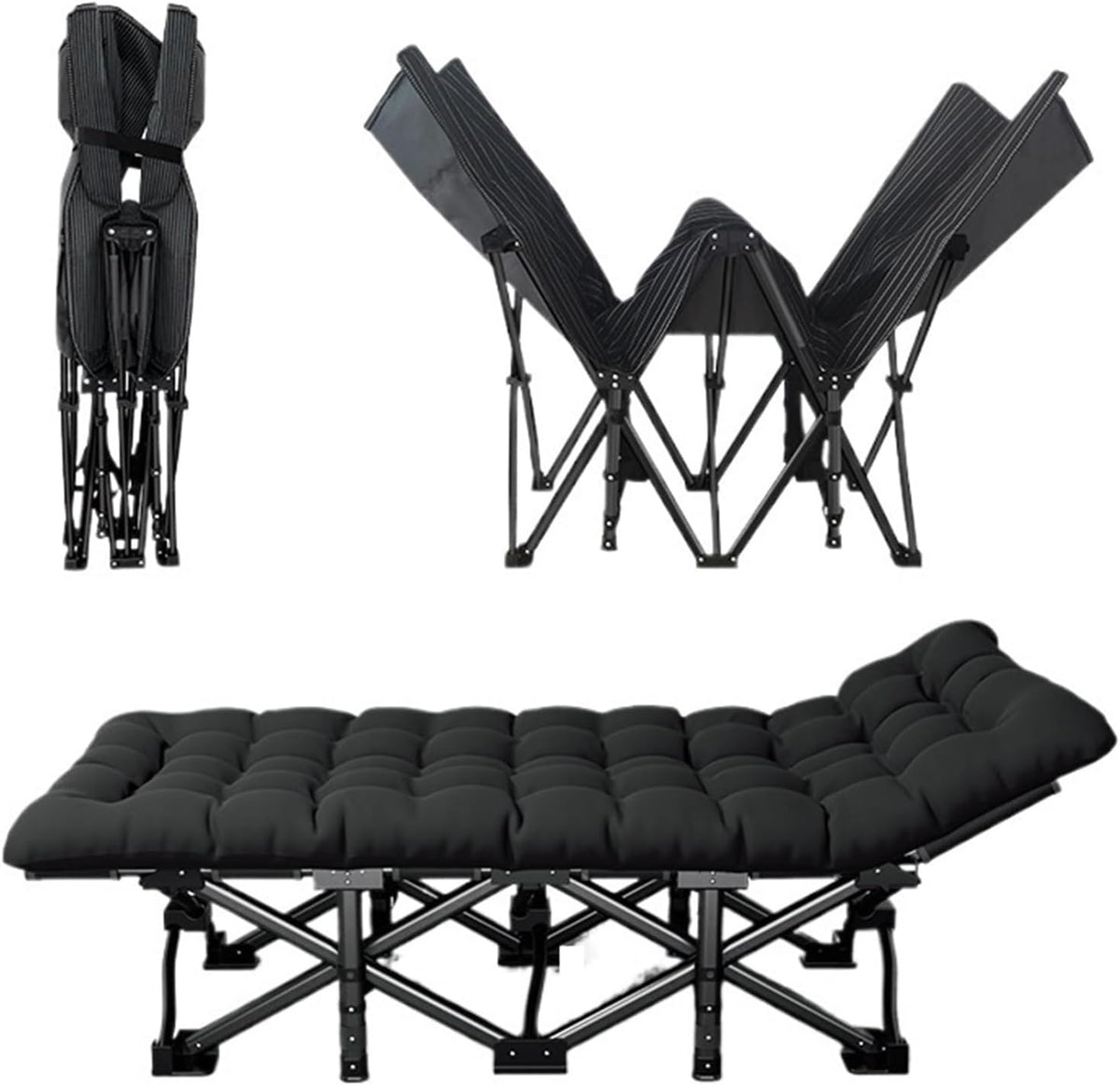 Poltrona reclinabile verde Large - letto piccolo portatile per accompagnatori - seduta per pisolino e riposo - per casa e utilizzo esterno