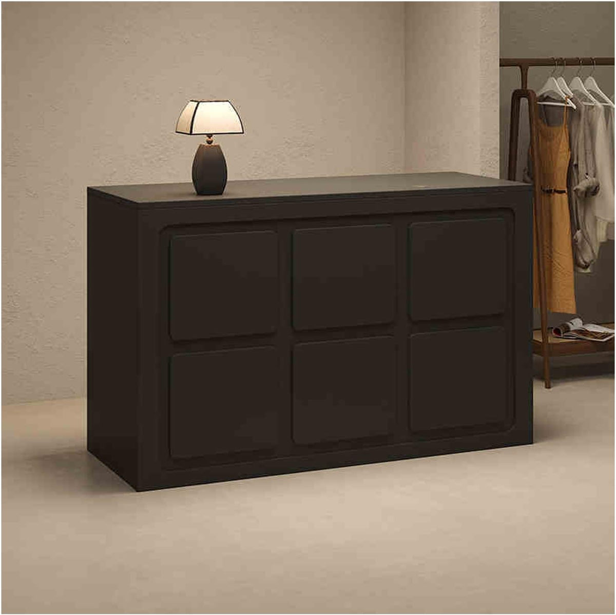 Banco vendita al dettaglio 100 cm - Scrivania checkout nera - Postazione moderna per negozi di abbigliamento - Design rettangolare funzionale per area cassa