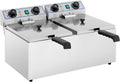 Royal Catering RCTF-13DH - Friggitrice elettrica doppia 2 x 13 L - Potenza totale 6400 W a 230 V - Temperatura 60 a 200 C con timer 60 minuti