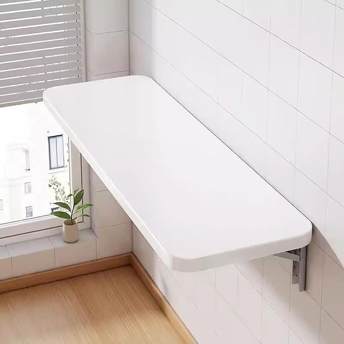 Tavolo pieghevole a parete bianco 120 x 30 cm - piano con ribalta salvaspazio - struttura montata a muro - per lavanderia cucina lavoro e uso domestico