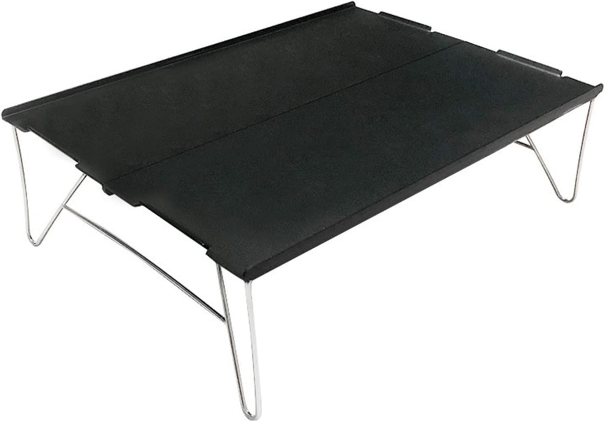 Tavolino pieghevole da campeggio nero - struttura in lega di alluminio - mini piano portatile da esterno - per campeggio picnic e attività all'aperto