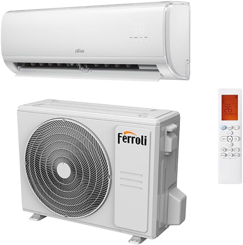 Ferroli Giada S 12000 - Climatizzatore monosplit inverter 12000 BTU - Gas R32 e Wi Fi - Classe energetica A plus plus con funzione riscaldamento