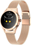 PURRL Smartwatch donna - Display rotondo 1.04 pollici - Monitoraggio sonno GPS e pedometro - Cassa in acciaio Bluetooth impermeabile per smartphone Android