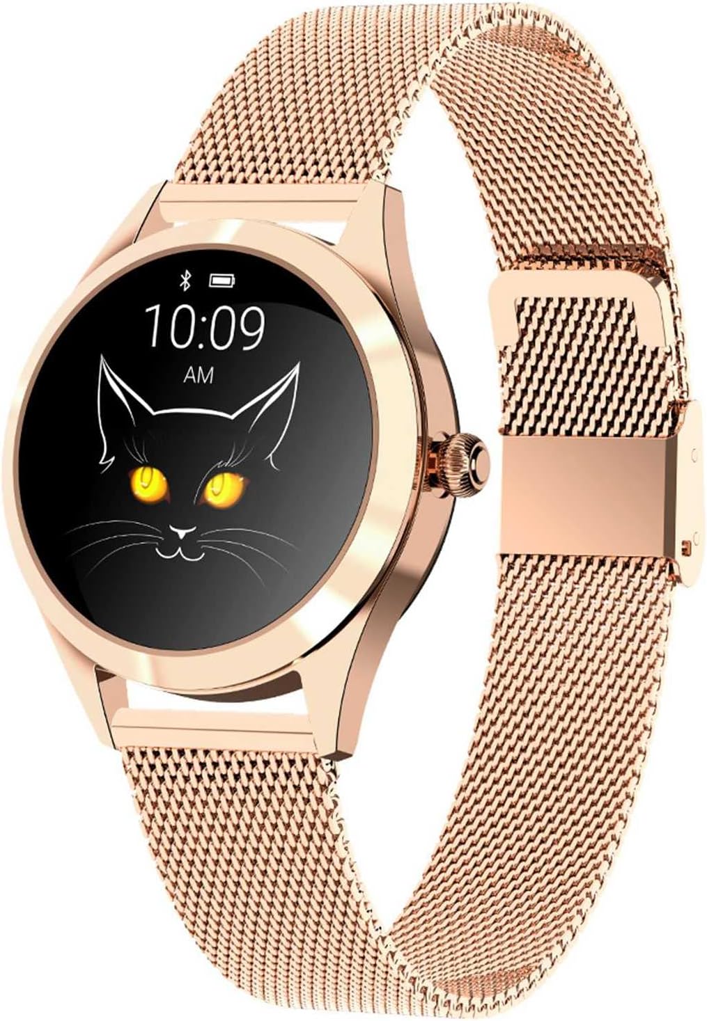 PURRL Smartwatch donna - Display rotondo 1.04 pollici - Monitoraggio sonno GPS e pedometro - Cassa in acciaio Bluetooth impermeabile per smartphone Android