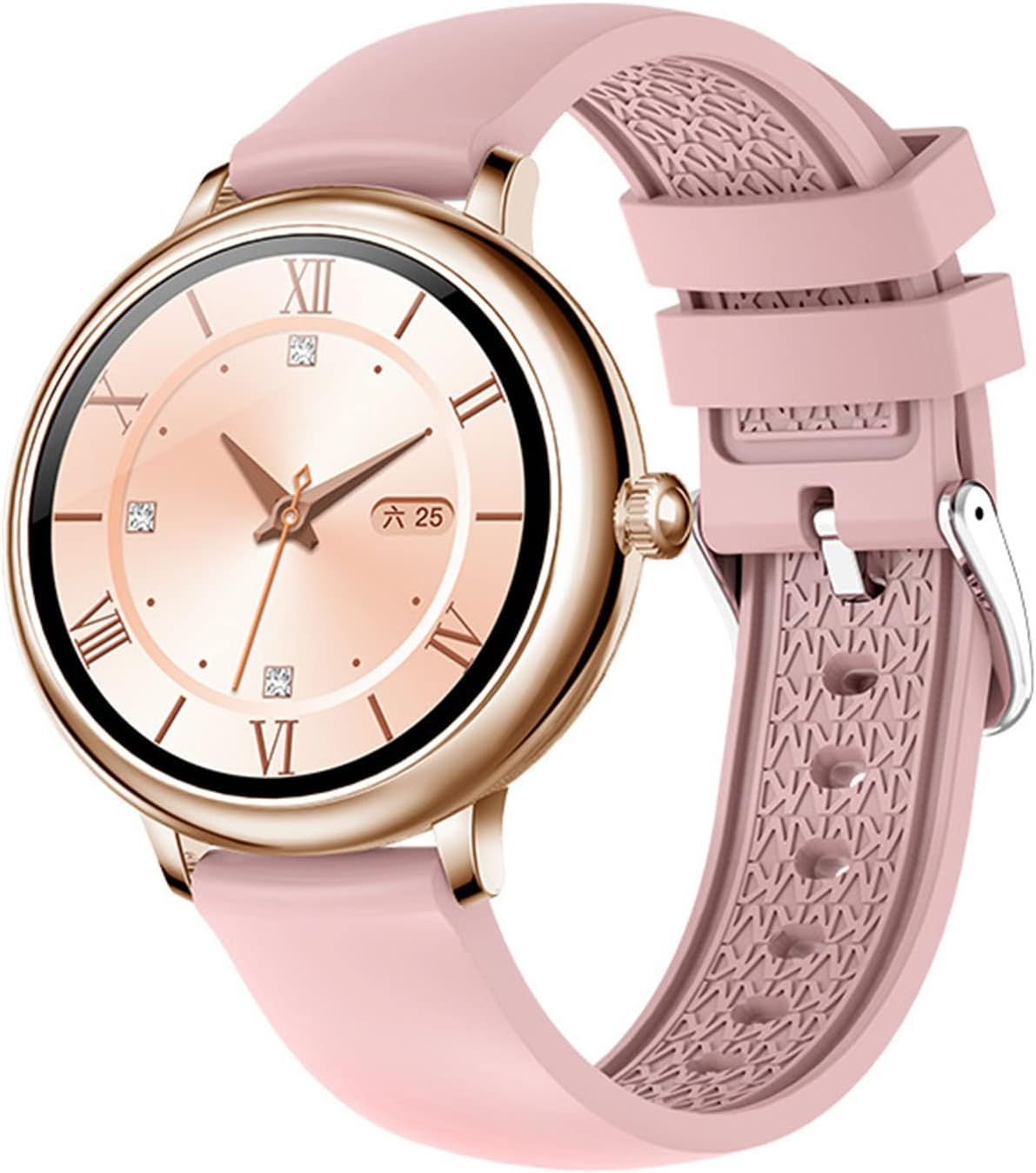 Kmccd Smartwatch Donna Rosa - Full Touch con Fitness Tracker - Frequenza Cardiaca Pressione e Contapassi - Impermeabile IP67 Android iOS